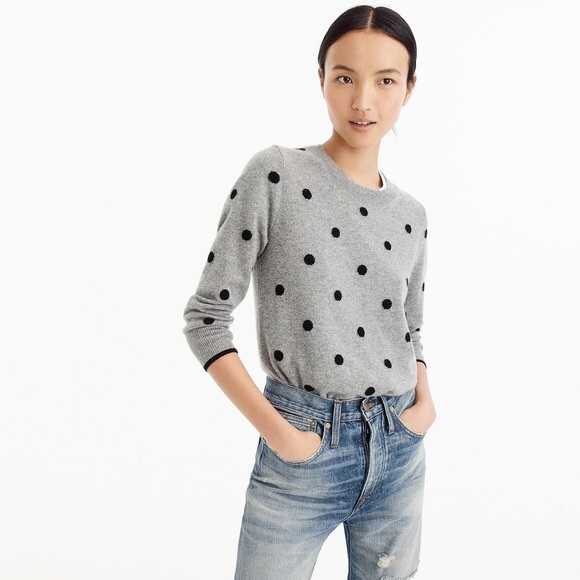 J Crew Polka Dot Cashmere Sweater 